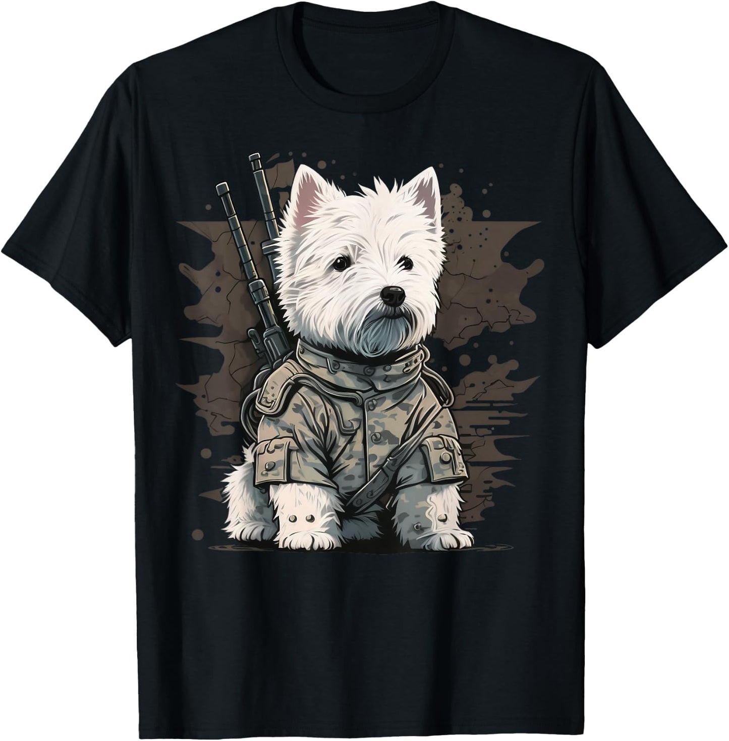Soldier West Highland White Terrier Army Military Westie T-Shirt - T-Shirt | Black