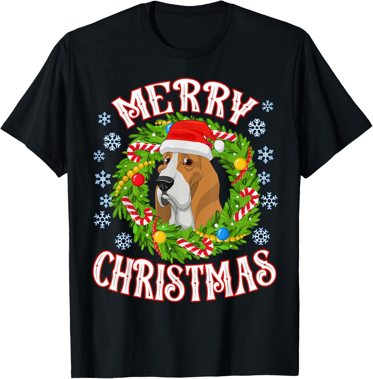 Basset Hound Santa Doggy Christmas Spirit Of Holiday T-Shirt - T-Shirt | Black