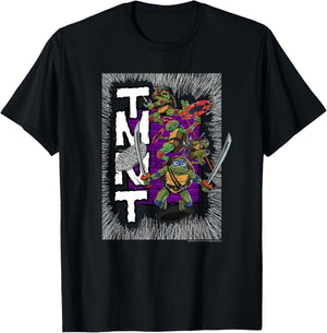 Teenage Mutant Ninja Turtles: Mutant Mayhem Retro Poster T-Shirt - T-Shirt | Black
