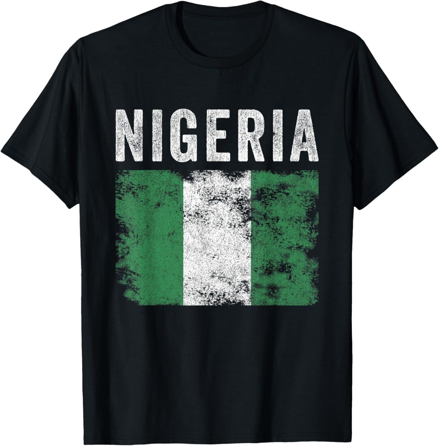 Nigeria Flag Distressed - Men Women Kids - Nigerian Flag T-Shirt - T-Shirt | Black