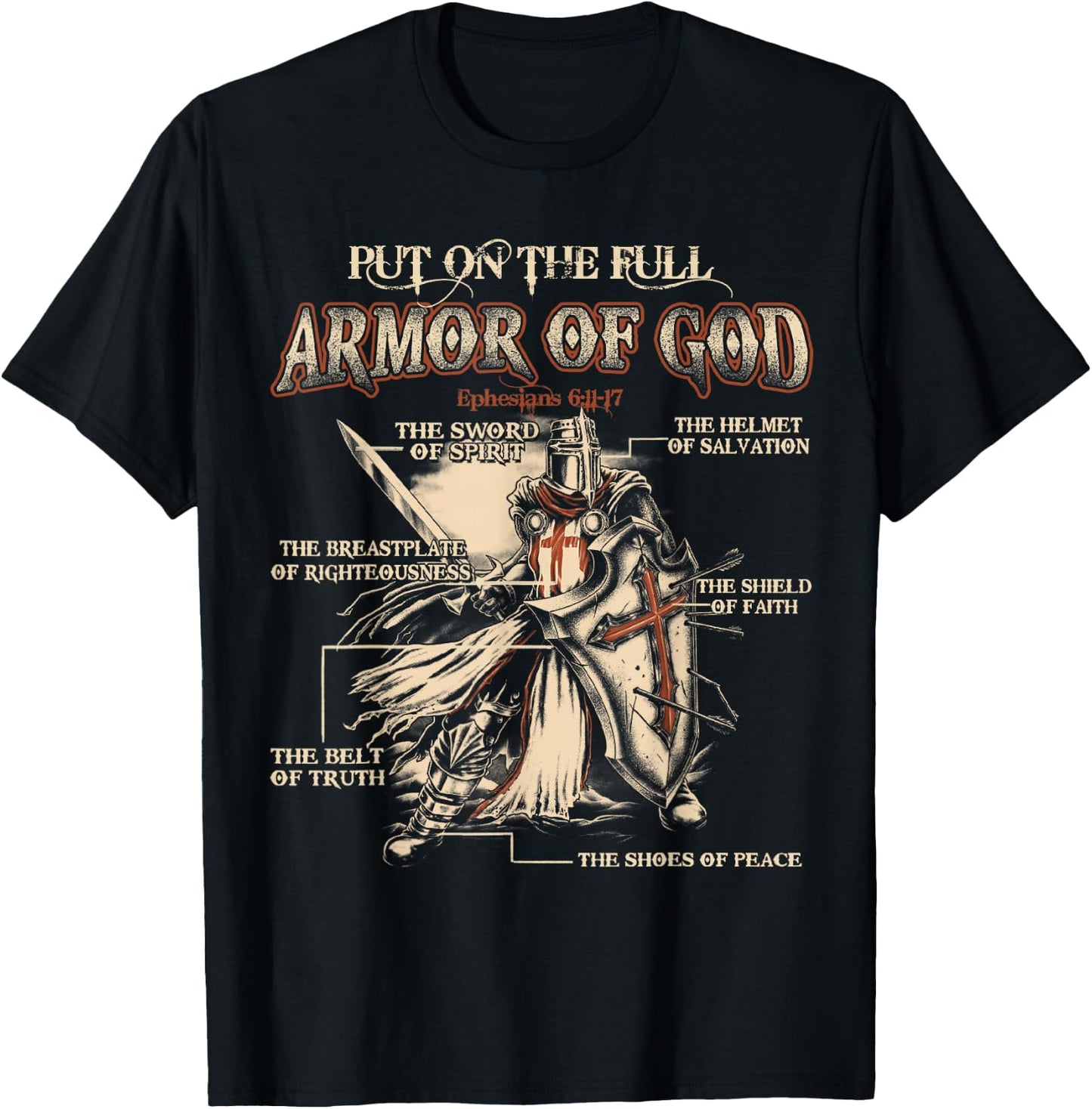 Put On The Full Armor Of God - Jesus T-Shirt - T-Shirt | Black