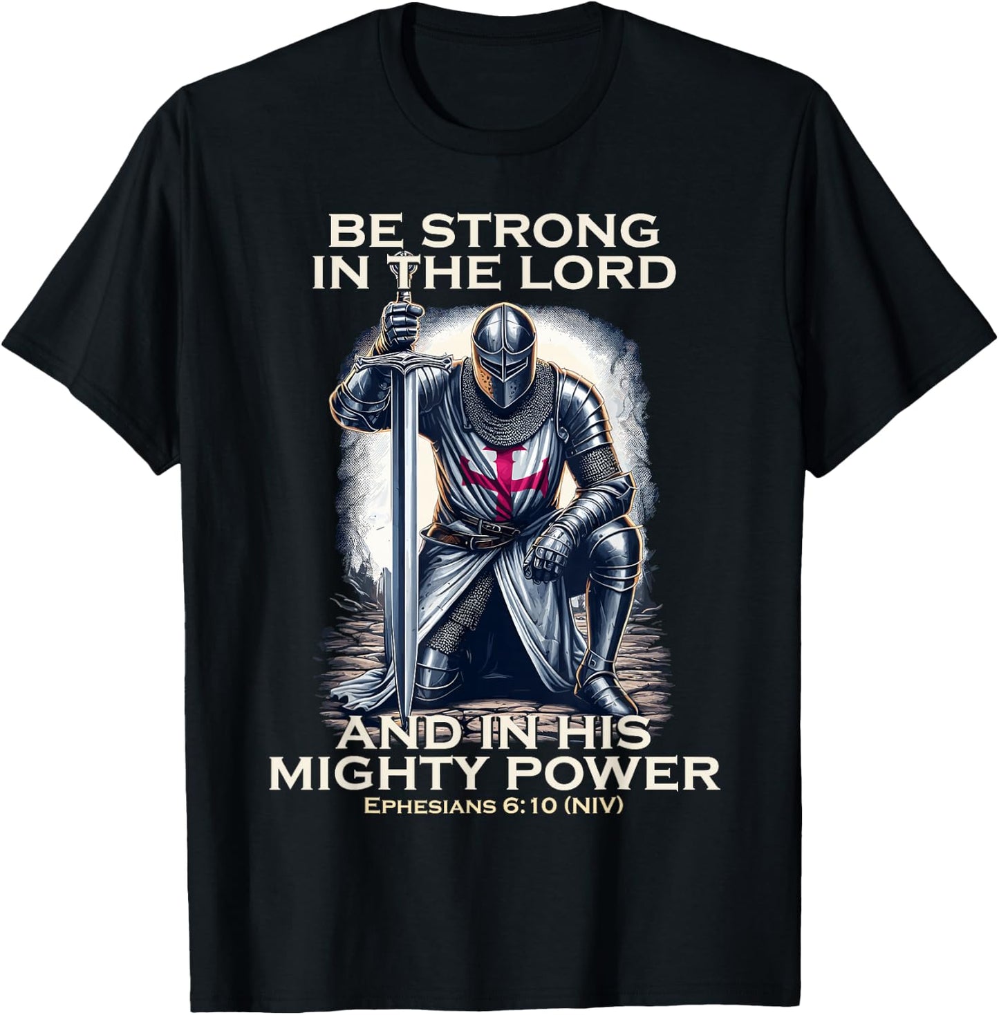 Templar Praying Knight Christian Bible Verse Saying Lord T-Shirt - T-Shirt | Black