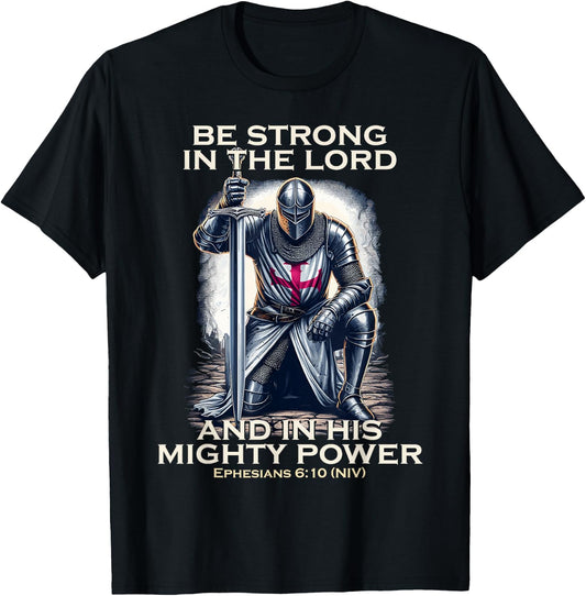 Templar Praying Knight Christian Bible Verse Saying Lord T-Shirt - T-Shirt | Black