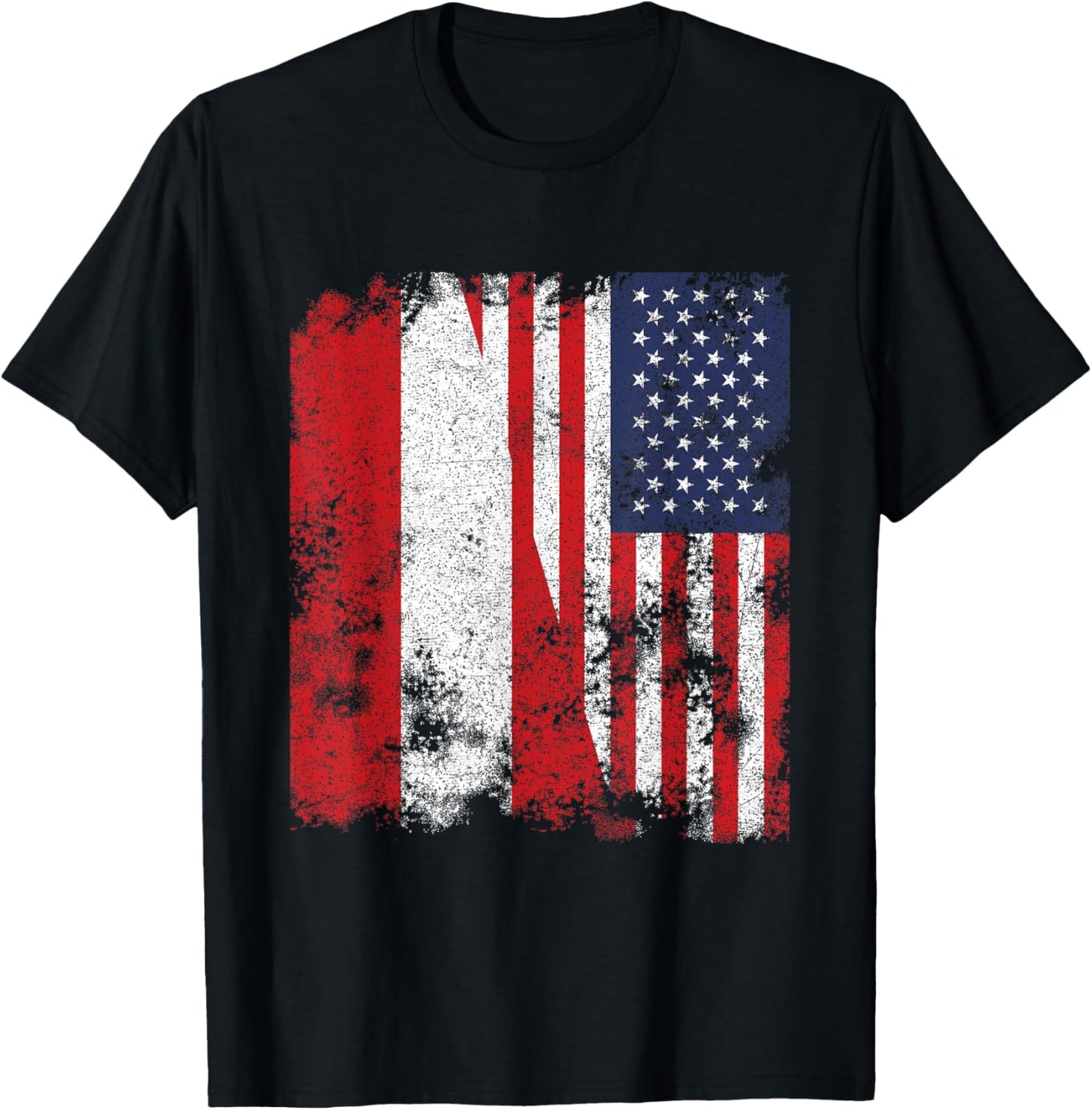 Austria USA Flag Distressed - Half American Kids Men T-Shirt - T-Shirt | Black