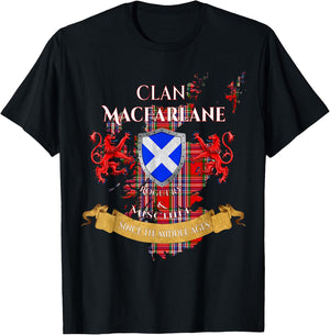 MacFarlane Scottish Family Clan Middle Ages Mischief T-Shirt - T-Shirt | Black