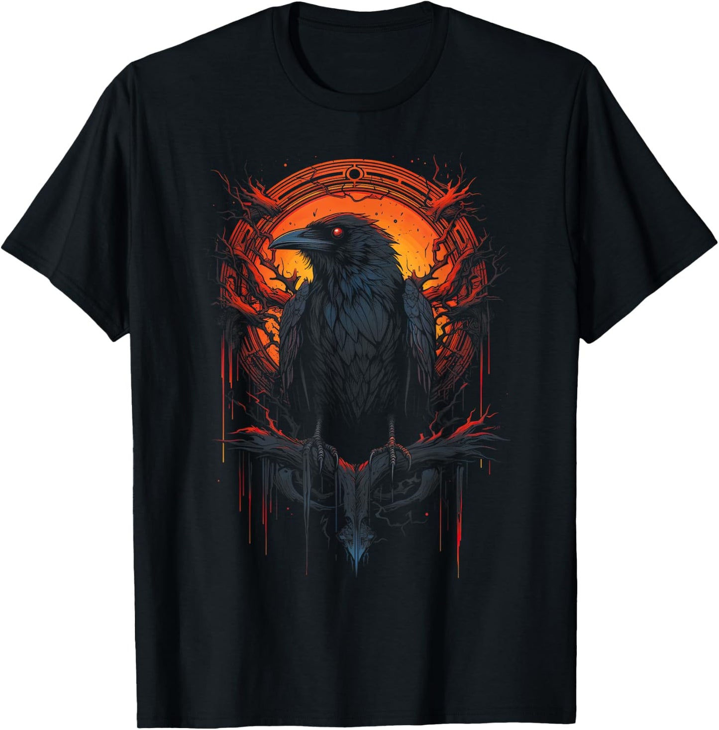Crow Bird Dark Mystic Nordic Raven Black Gothic Occult Viking Witchcraft T-Shirt - T-Shirt | Black
