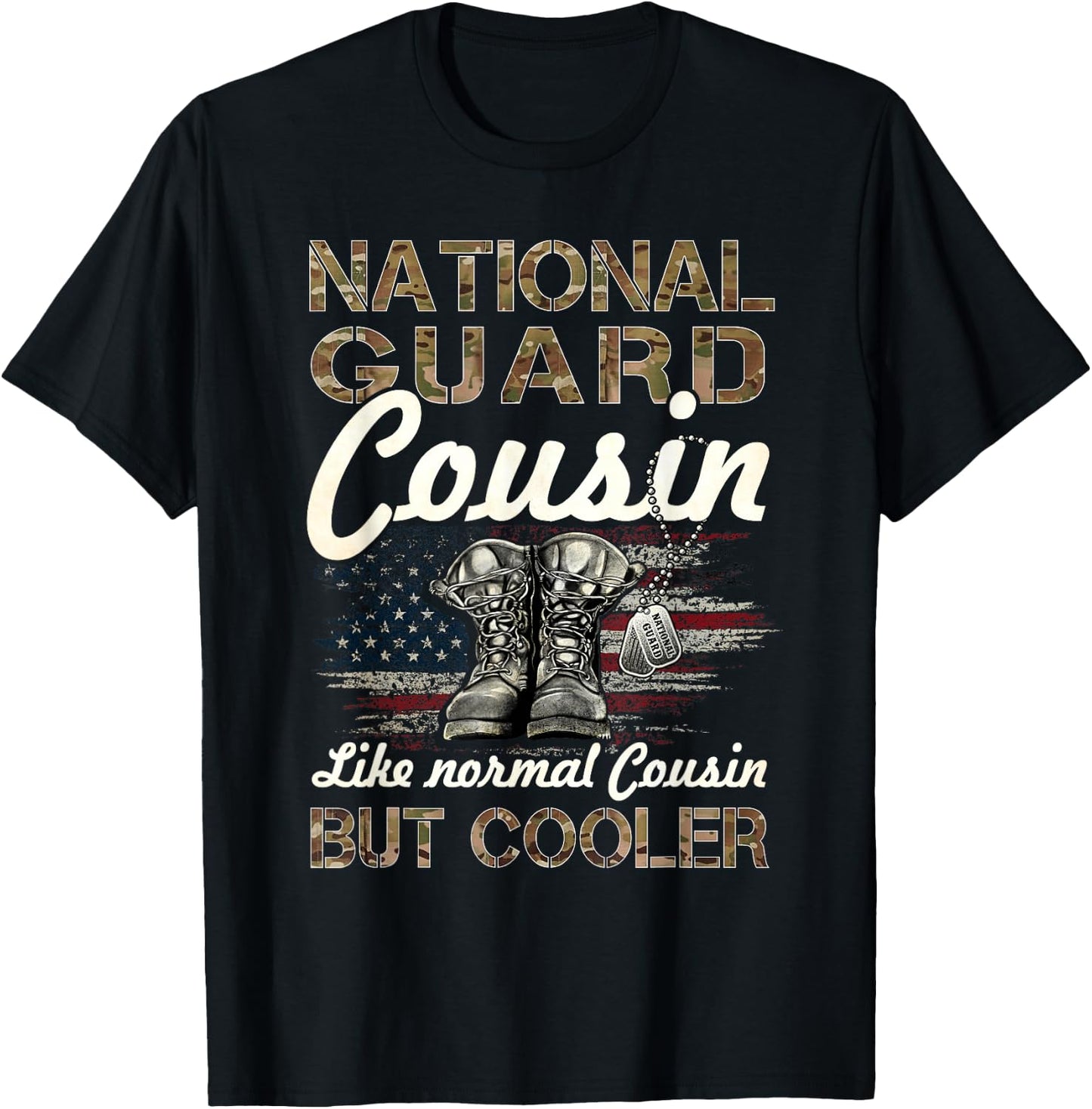 National Guard Cousin Proud Cousin Military Matching Gift T-Shirt - T-Shirt | Black