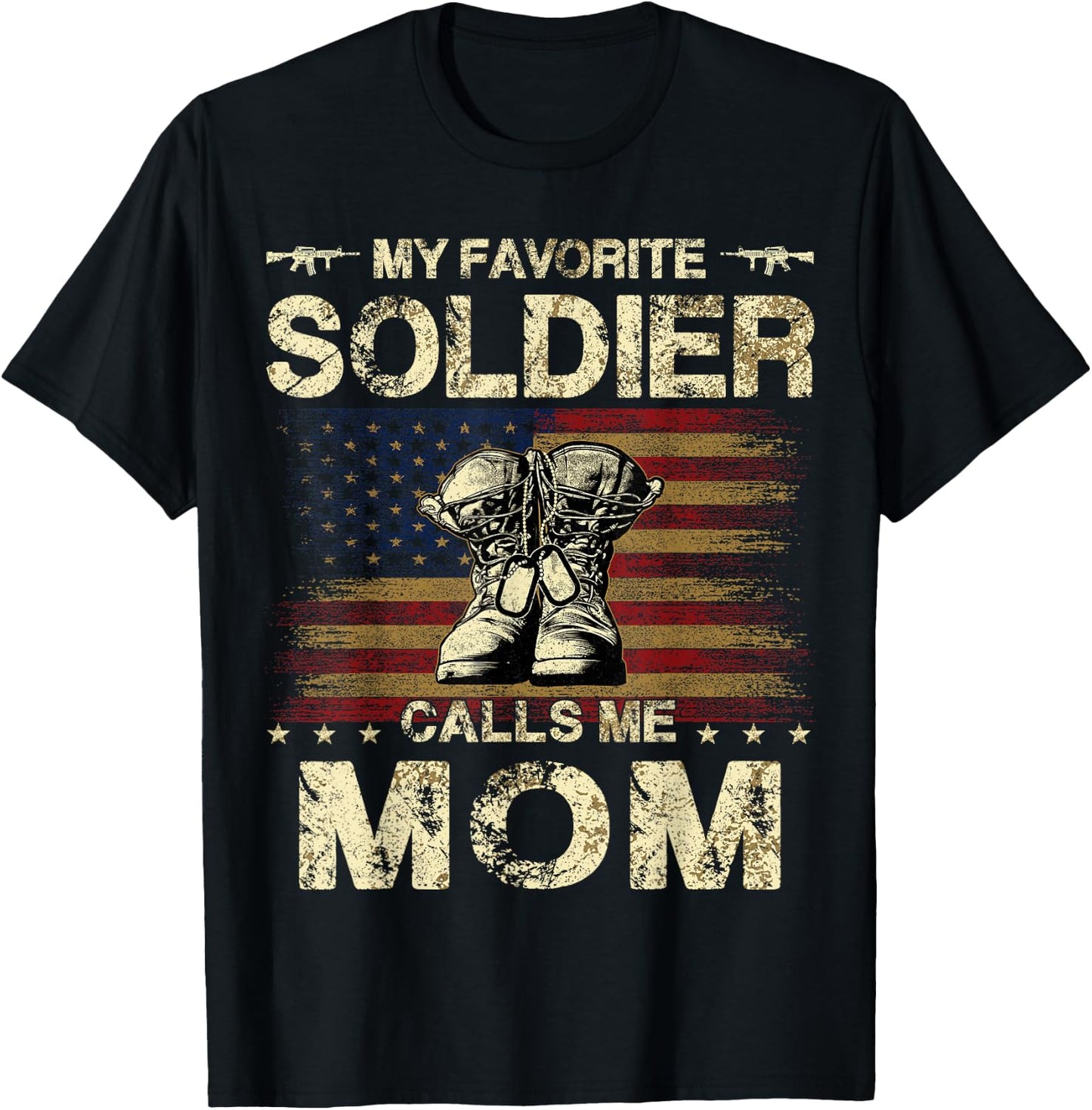 Army Family Matching Combat Boots Clothings Proud Army Mom T-Shirt - T-Shirt | Black