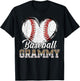 Softball Baseball Grammy Heart Leopard Print Mother's Day T-Shirt - T-Shirt | Black