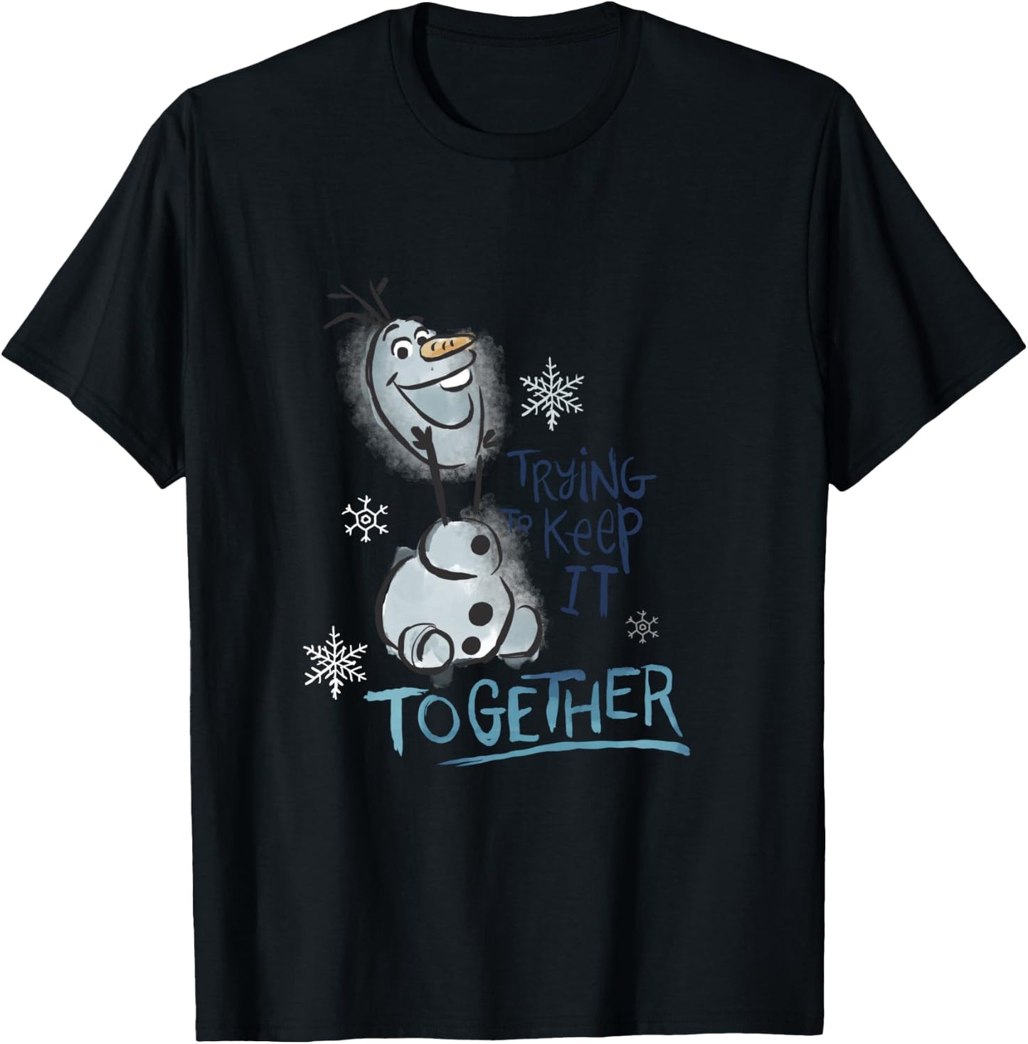 Disney Frozen Olaf Smiling Trying To Keep It Together Poster T-Shirt - T-Shirt | Black