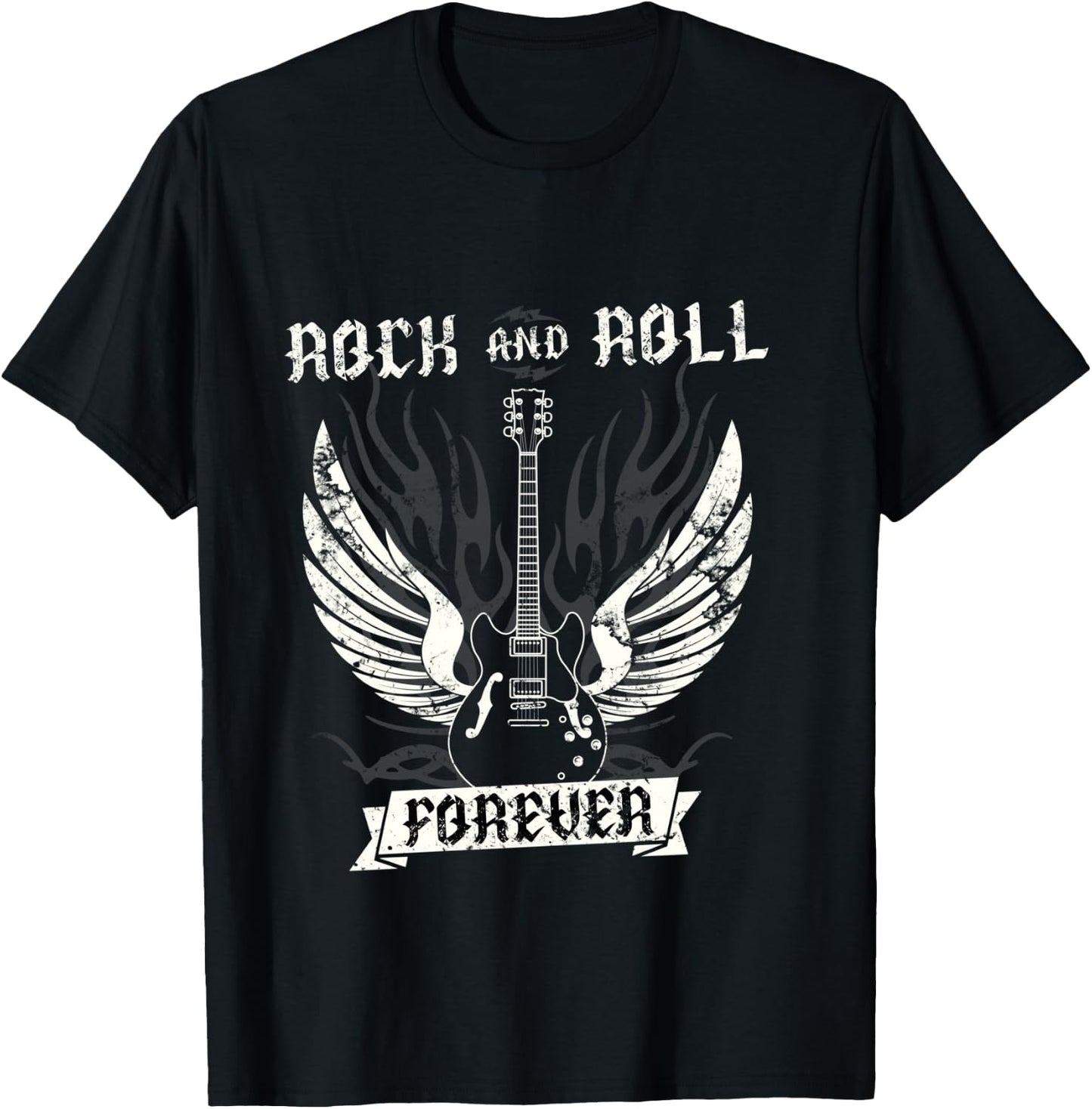 Guitar Wings 70s Vintage Retro 80s Rock & Roll Music T-Shirt - T-Shirt | Black