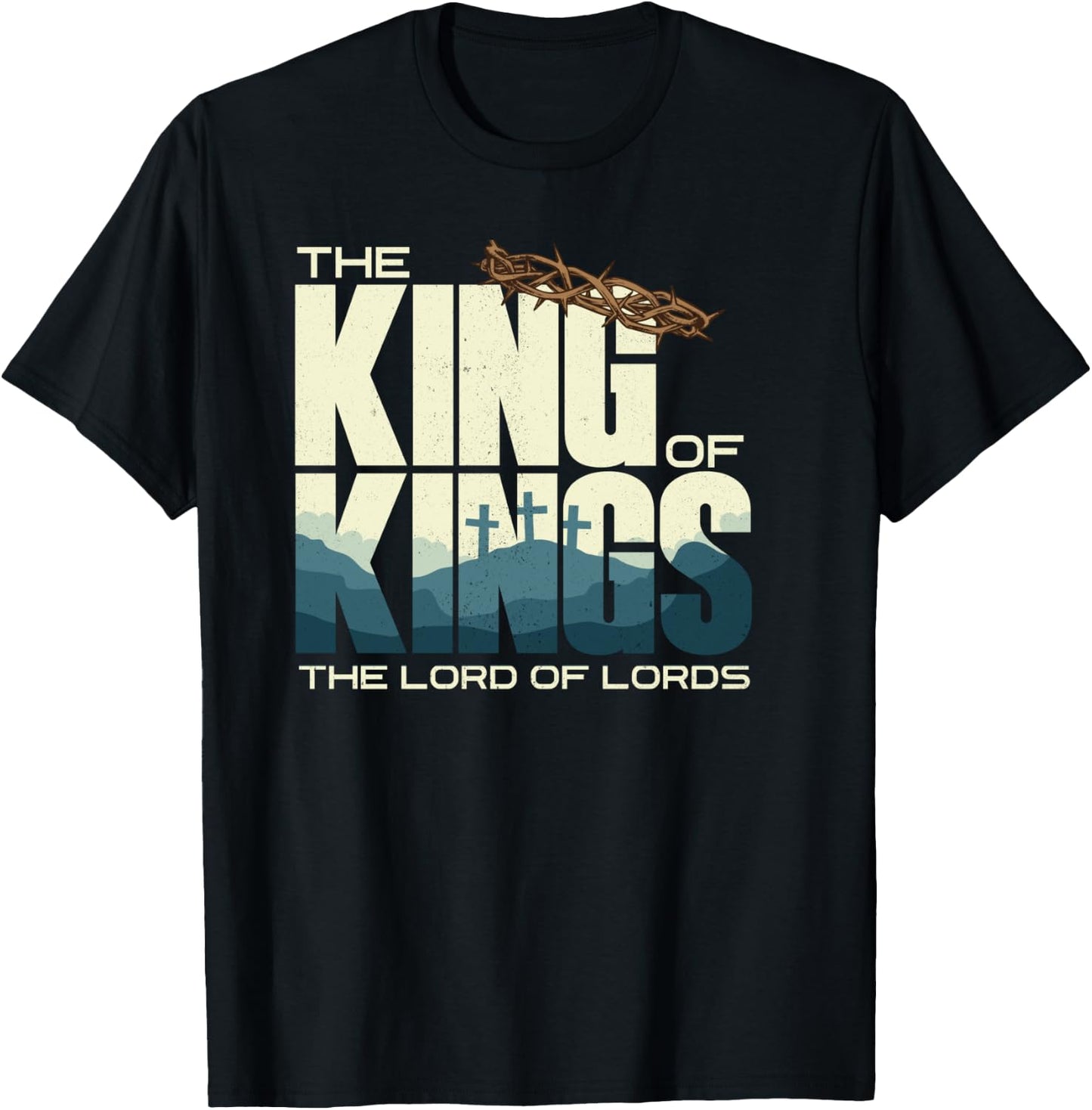 Jesus is the King of Kings Crucifixion Cross Crown Gospel T-Shirt - T-Shirt | Black