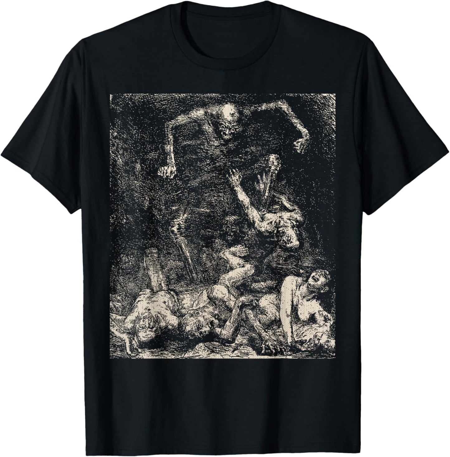 Retro Halloween Evil Demon Rise From the Dead Creepy Macabre T-Shirt - T-Shirt | Black