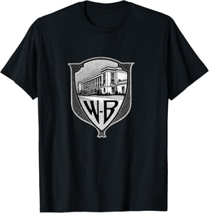 WB100 Vintage Warner Bros. Movie Studio Badge Logo T-Shirt - T-Shirt | Black