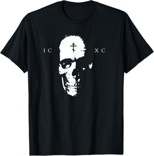 ICXC, Orthodox Christian Skull T-Shirt - T-Shirt | Black