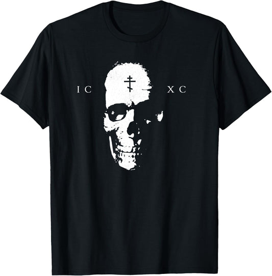 ICXC, Orthodox Christian Skull T-Shirt - T-Shirt | Black