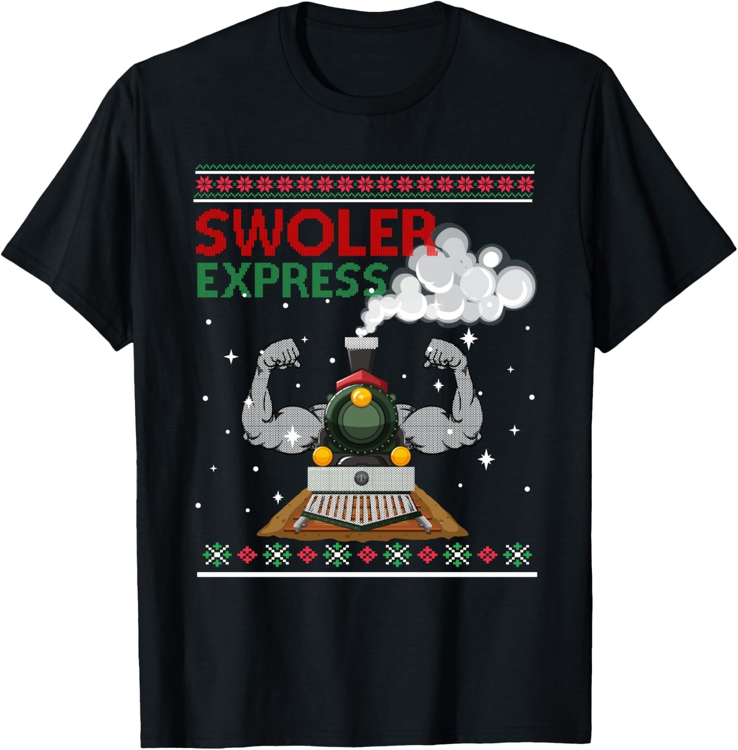 Swoler Express Ugly Christmas Season Train T-Shirt - T-Shirt | Black