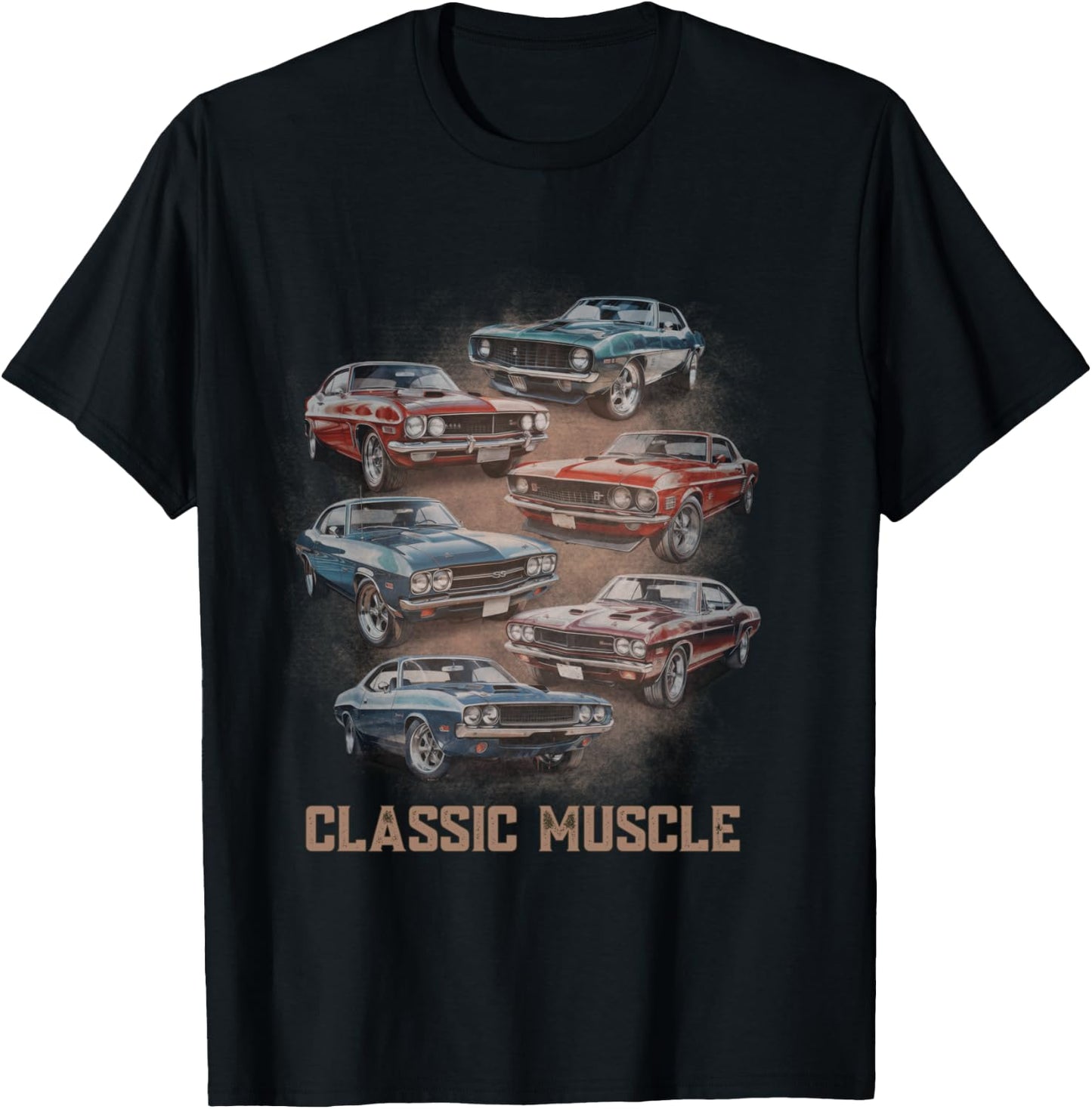 American Car Classic Muscle Car Vintage Novelty Retro Design T-Shirt - T-Shirt | Black