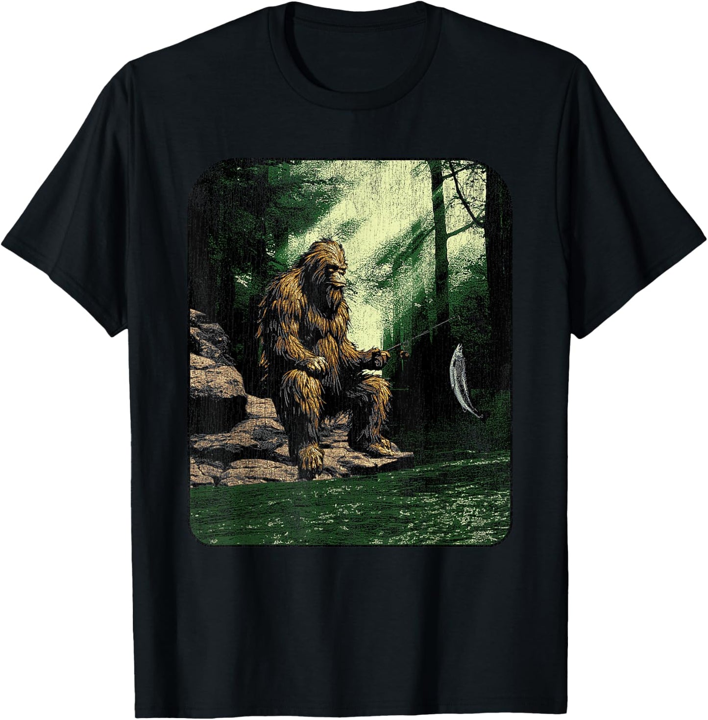 Big foot fishing, cool fishing fisher men T-Shirt - T-Shirt | Black