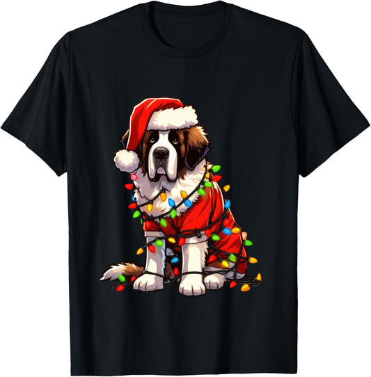 Saint Bernard Christmas Costume For Lover Dog T-Shirt - T-Shirt | Black