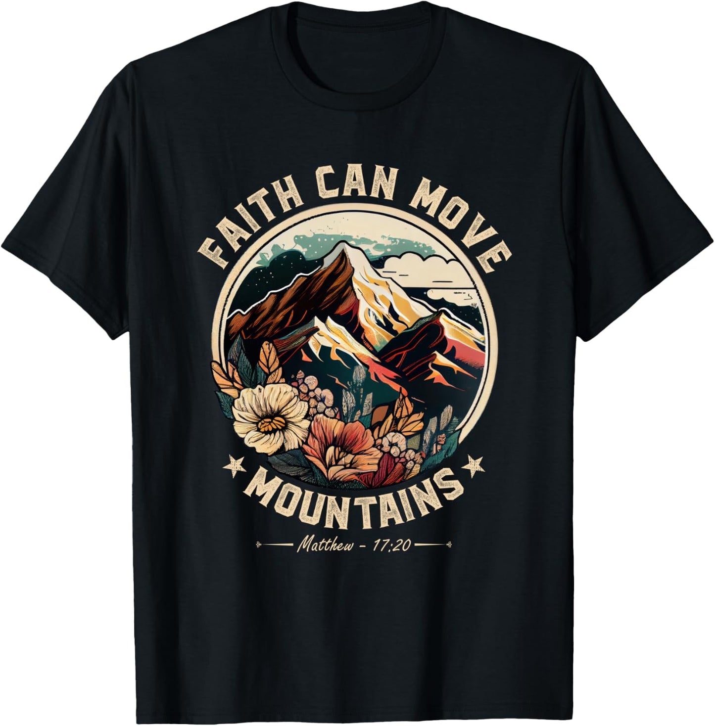 Faith Can Move Mountains Christian Men Women Kids T-Shirt - T-Shirt | Black