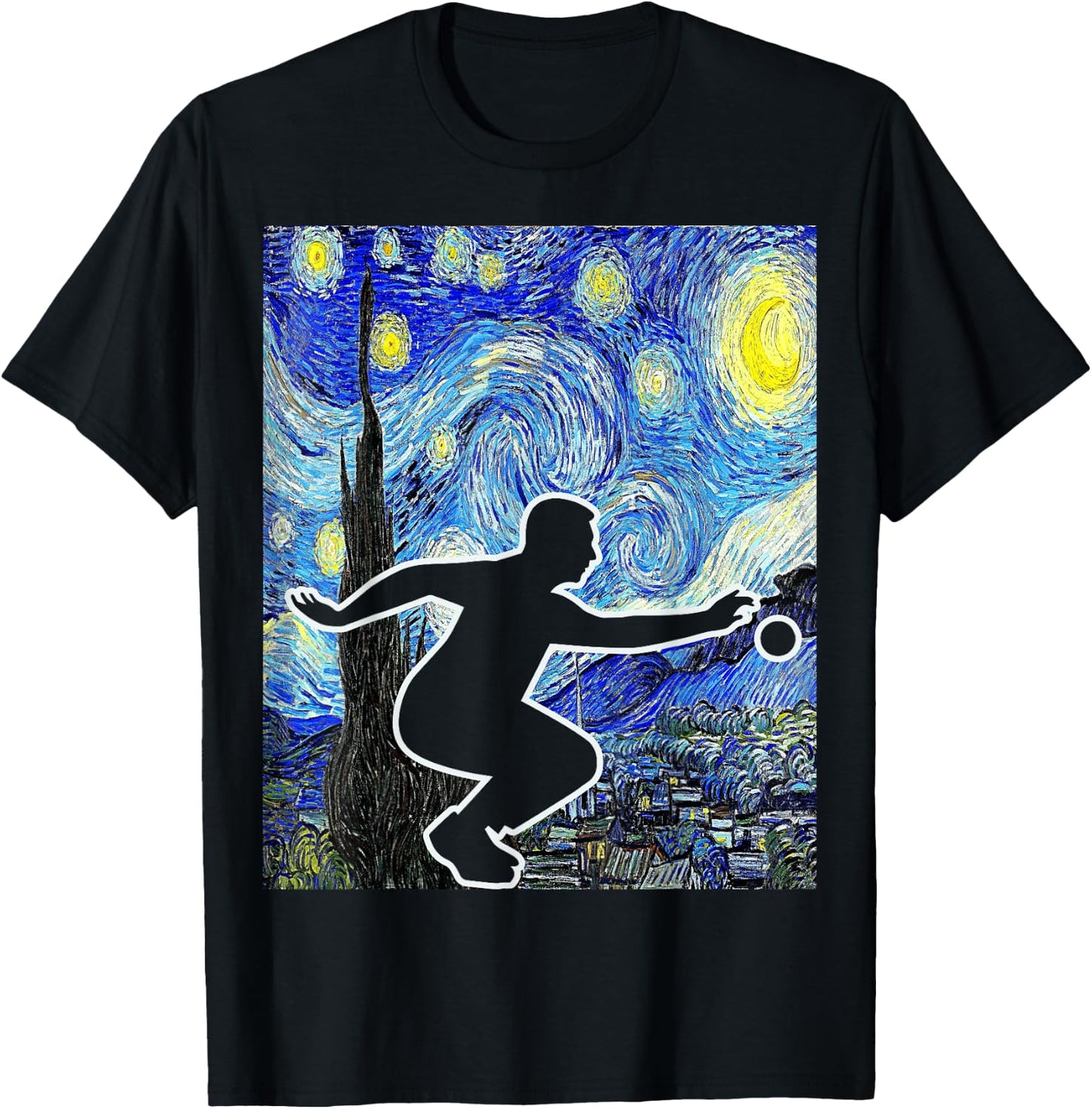 Bocce Starry Night Bocce Player Petanque Lover T-Shirt - T-Shirt | Black