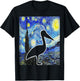 Pelican Starry Night Pelican Lover Pelican Birdwatching T-Shirt - T-Shirt | Black