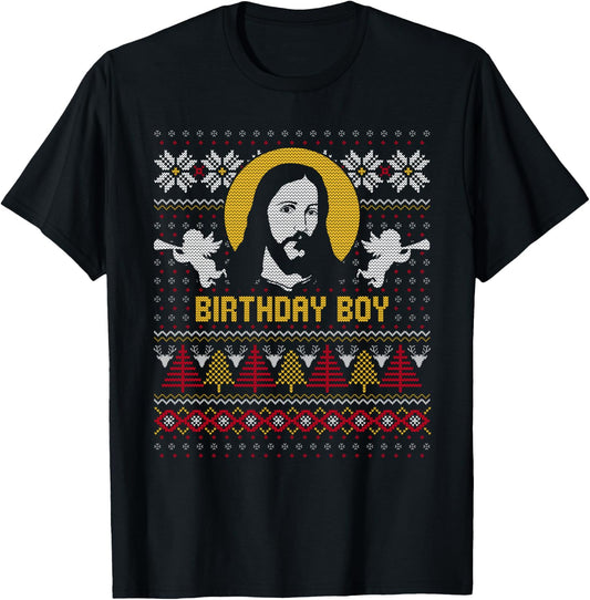 Jesus Birthday Boy Ugly Christmas Design T-Shirt - T-Shirt | Black