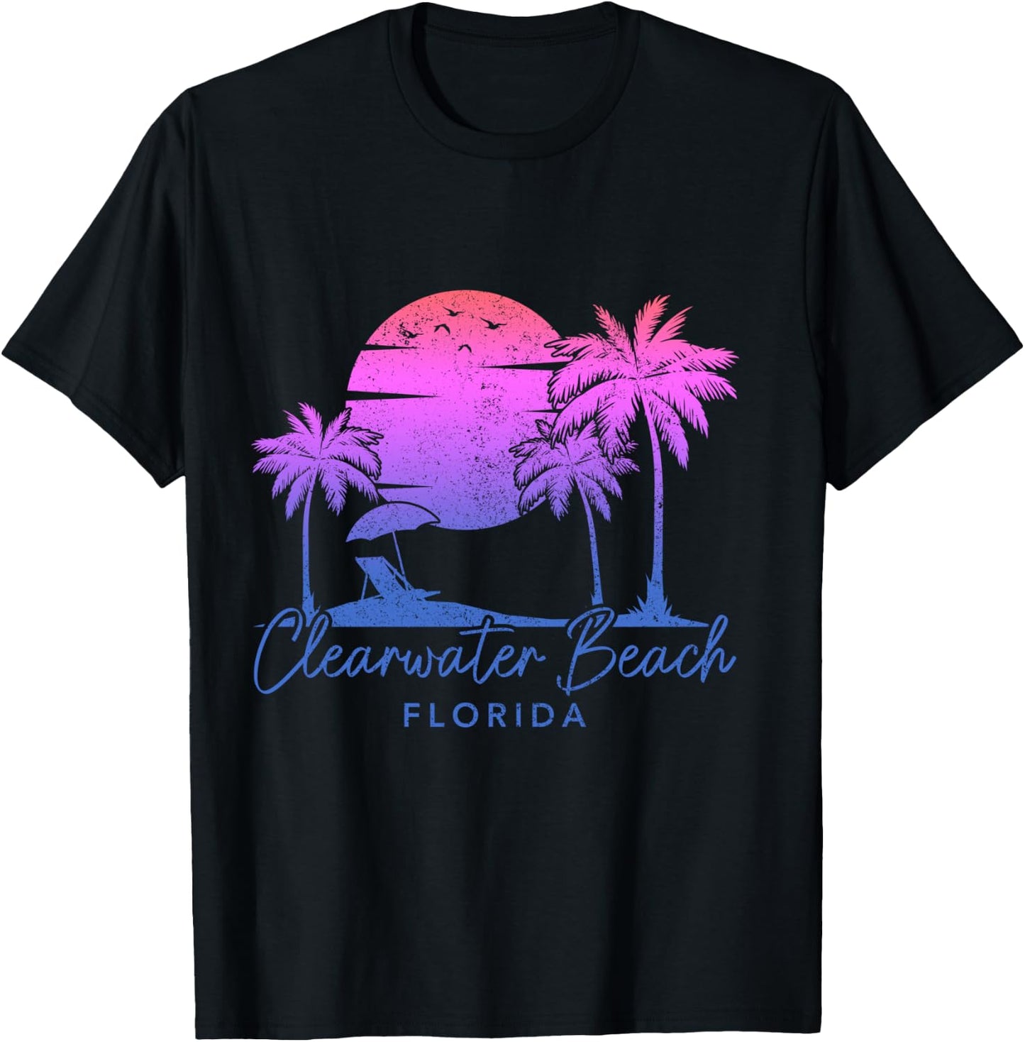 Clearwater Beach Florida FL Surfer Vintage Sunset T-Shirt - T-Shirt | Black