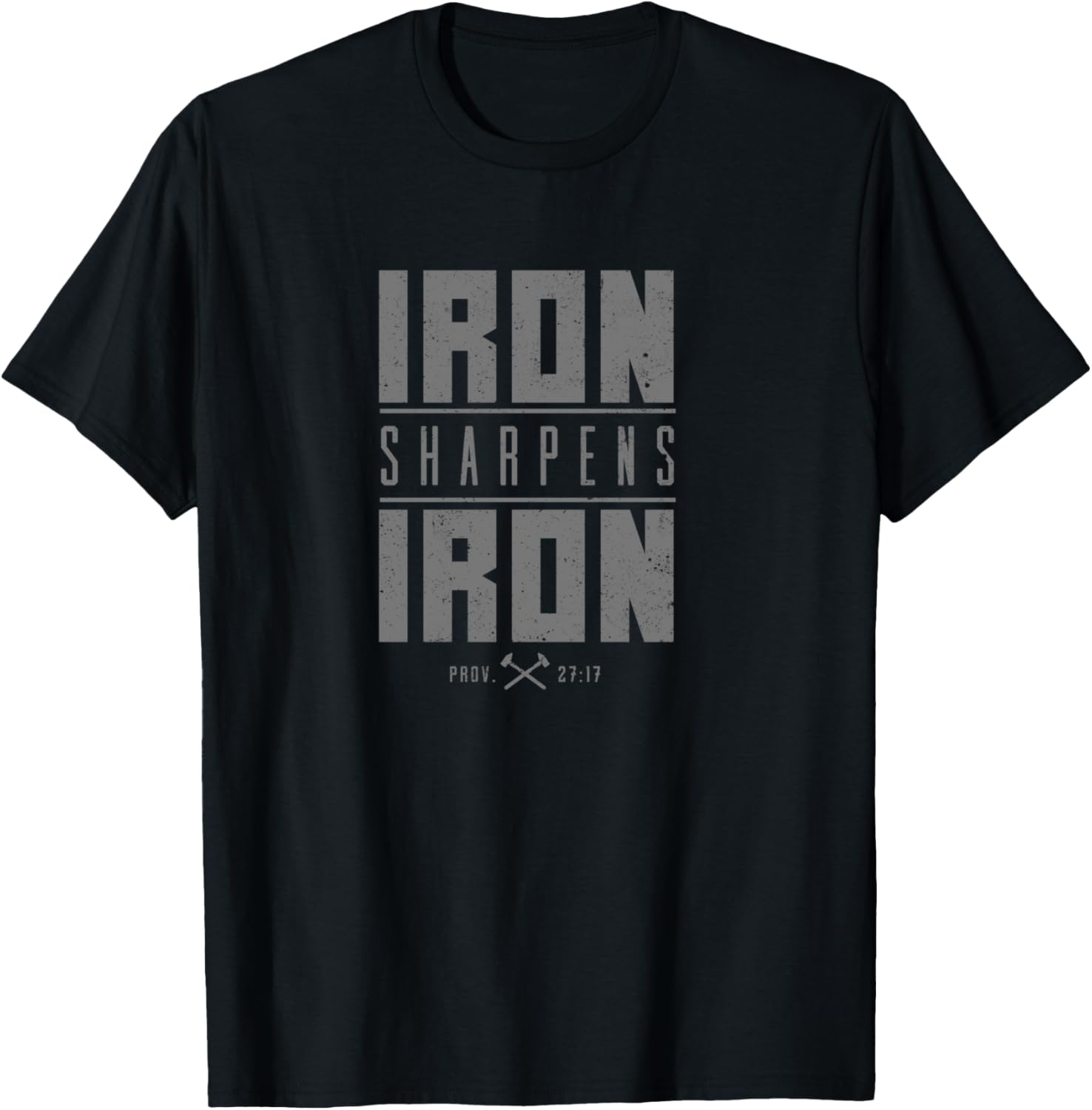 Iron Sharpen's Iron Christian Men Bible Scripture Gym Workout T-Shirt - T-Shirt | Black