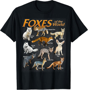 Foxes Animals of the World Educational Fox Lover Zookeeper T-Shirt - T-Shirt | Black