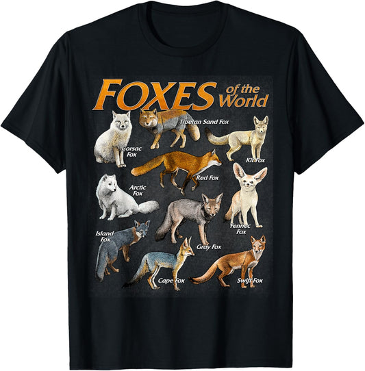 Foxes Animals of the World Educational Fox Lover Zookeeper T-Shirt - T-Shirt | Black