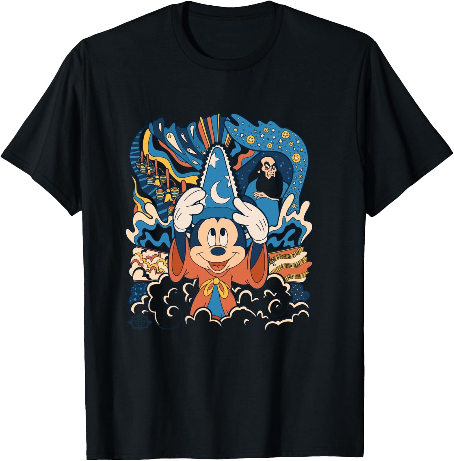 Disney Fantasia Mickey Mouse Sorcerer’s Apprentice Retro T-Shirt - T-Shirt | Black