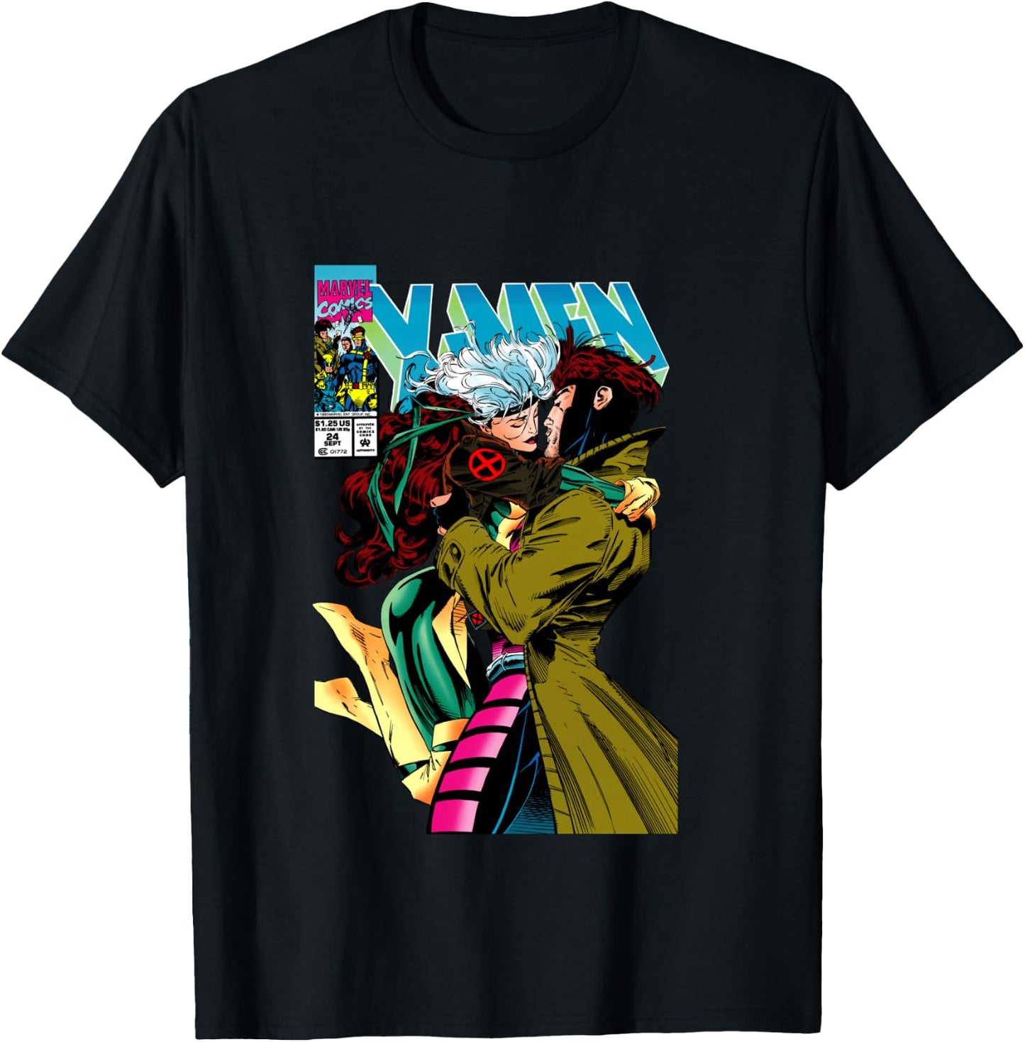 Marvel X-Men Gambit & Rogue Beautiful Couple Cover T-Shirt - T-Shirt | Black