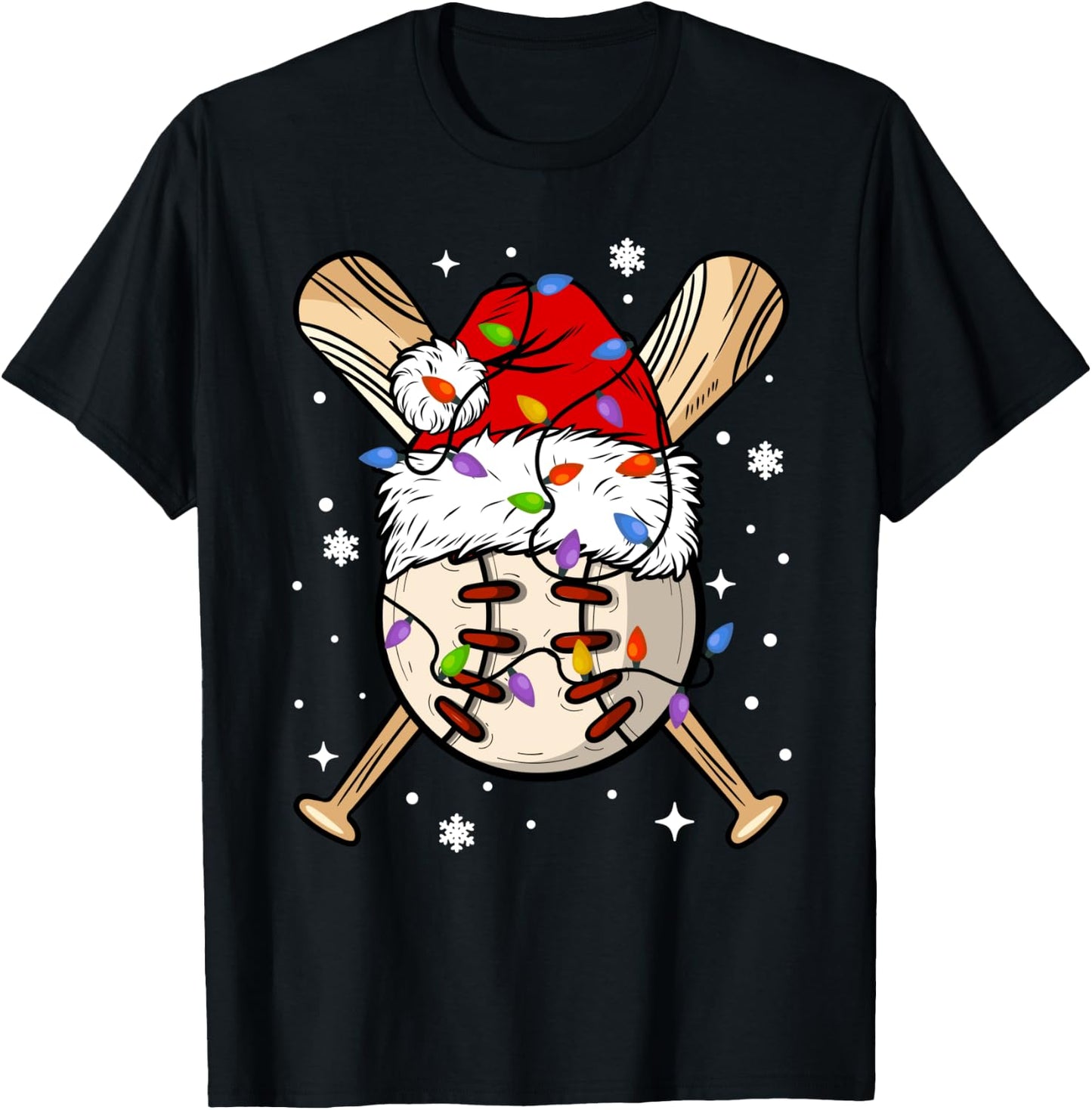 Baseball Snowman Balls Snow Christmas Xmas Women T-Shirt - T-Shirt | Black