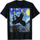 Pheasant Starry Night Pheasant Hunting Painting T-Shirt - T-Shirt | Black