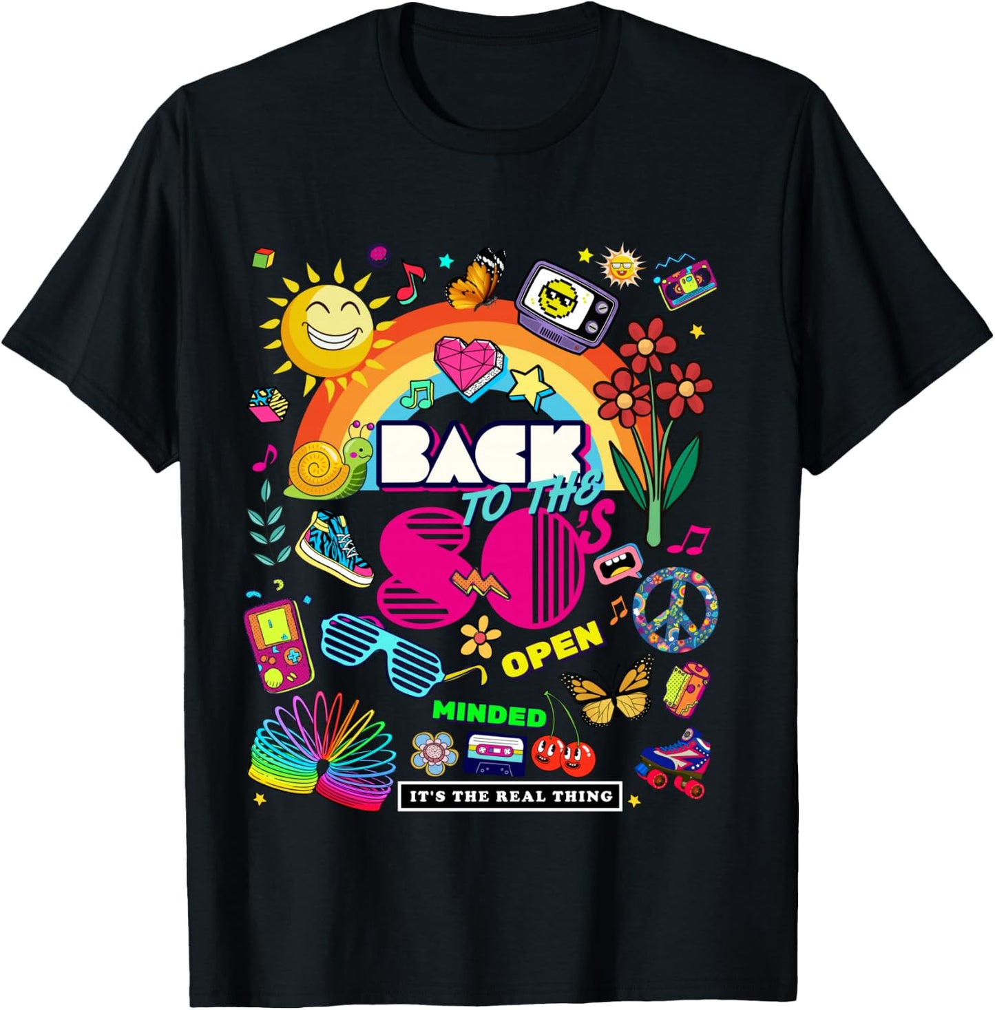 I Love 80's Retro Back To 80's Stuff Illustration Graphic T-Shirt - T-Shirt | Black