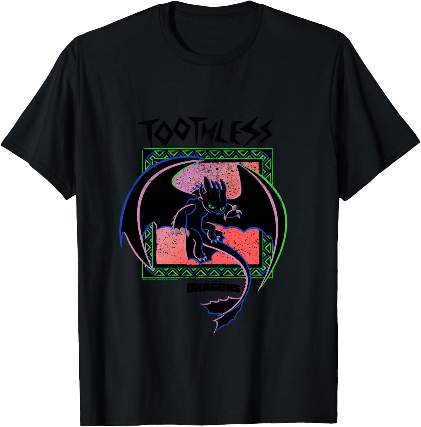 DreamWorks Dragons Toothless Neon T-Shirt - T-Shirt | Black