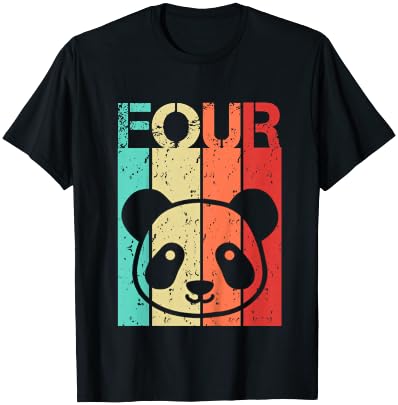 Panda 4 Birthday Boy Girl Panda 4 Year Old T-Shirt - T-Shirt | Black