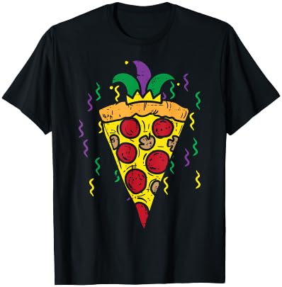 Mardi Gras Jester Pizza Funny Carnival Food Men Women Kids T-Shirt - T-Shirt | Black