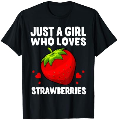 Funny Strawberry Girl Art Kids Strawberries Lovers T-Shirt - T-Shirt | Black