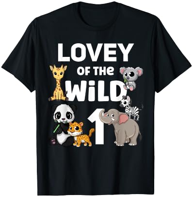Lovey of the Wild One Zoo 1st Birthday Party Safari Jungle T-Shirt - T-Shirt | Black