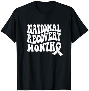 Warrior National Recovery month Addiction Recovery Awareness T-Shirt - T-Shirt | Black