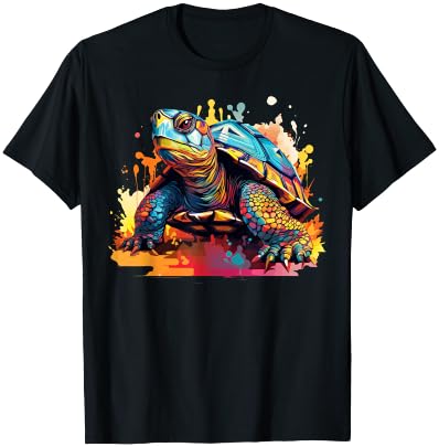 Eastern Box Turtle Lover Colorful Splash Art T-Shirt - T-Shirt | Black