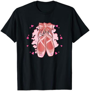 Ballerina Shoes Ballet Dancers Breast Cancer Awareness T-Shirt - T-Shirt | Black