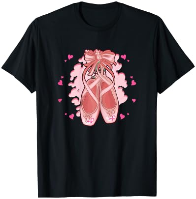 Ballerina Shoes Ballet Dancers Breast Cancer Awareness T-Shirt - T-Shirt | Black