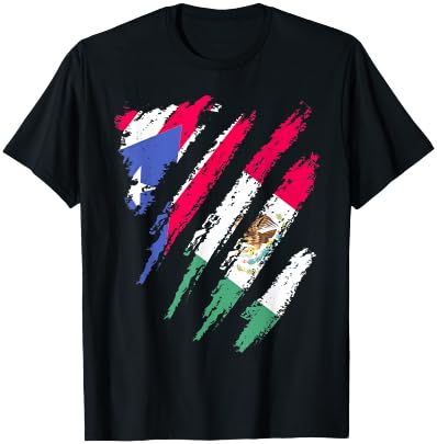 Puerto Rico Flag Mexico Grown Patriot Country Stripes T-Shirt - T-Shirt | Black