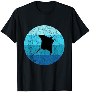 Manta Stingray Retro Vintage Ocean Sea Creatures T-Shirt - T-Shirt | Black